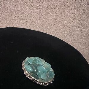 Silver and Aqua Stone Brooch